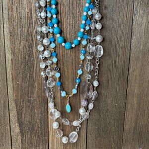 Beaded Statement Necklace Trio, Boho Coastal Jewelry Vintage Curated